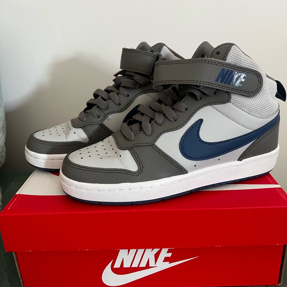 Nike Gray and Blue High-Top Sneakers